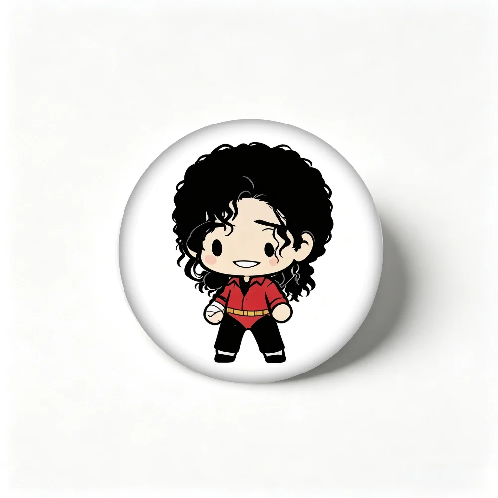 Handmade Creative Brooch Pin 32mm 44mm  58mm Tinplate Badge, Michael Jackson Chibi Lapel Pin, Clothing Gift Accessory