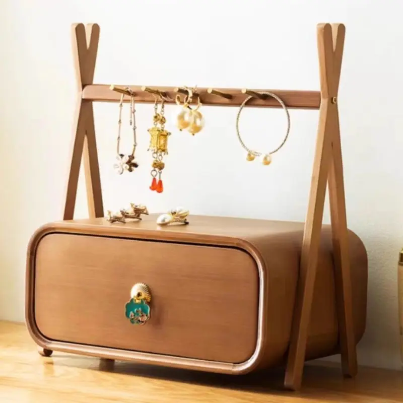 

Hxl jewelry storage box solid wood high-end exquisite makeup box with rotating mirror