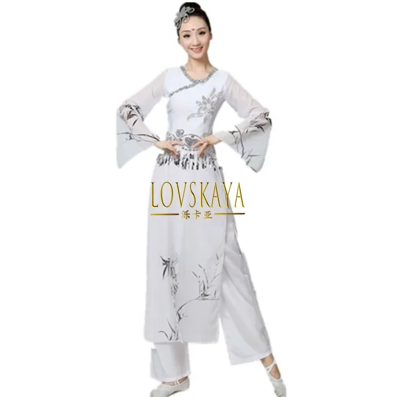 Chinese Feng Shui Ink Dance Classical Dance Performance Costume Female Ethnic Costume Practice Costume Fan Dance