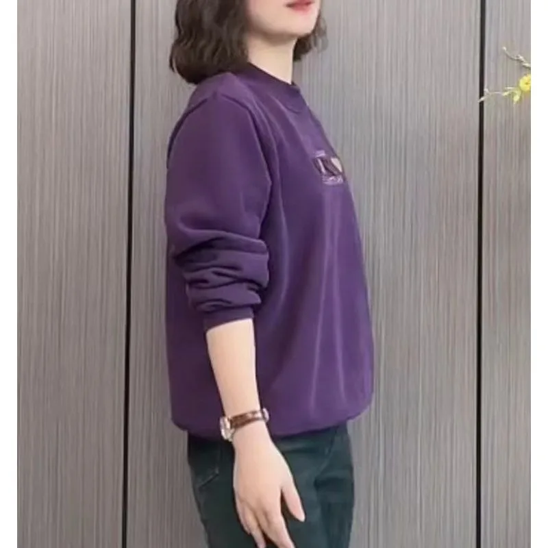 Felpa ispessita da donna in stile autunno e inverno più velluto per tenere al caldo e alla moda Top ampio casual versatile