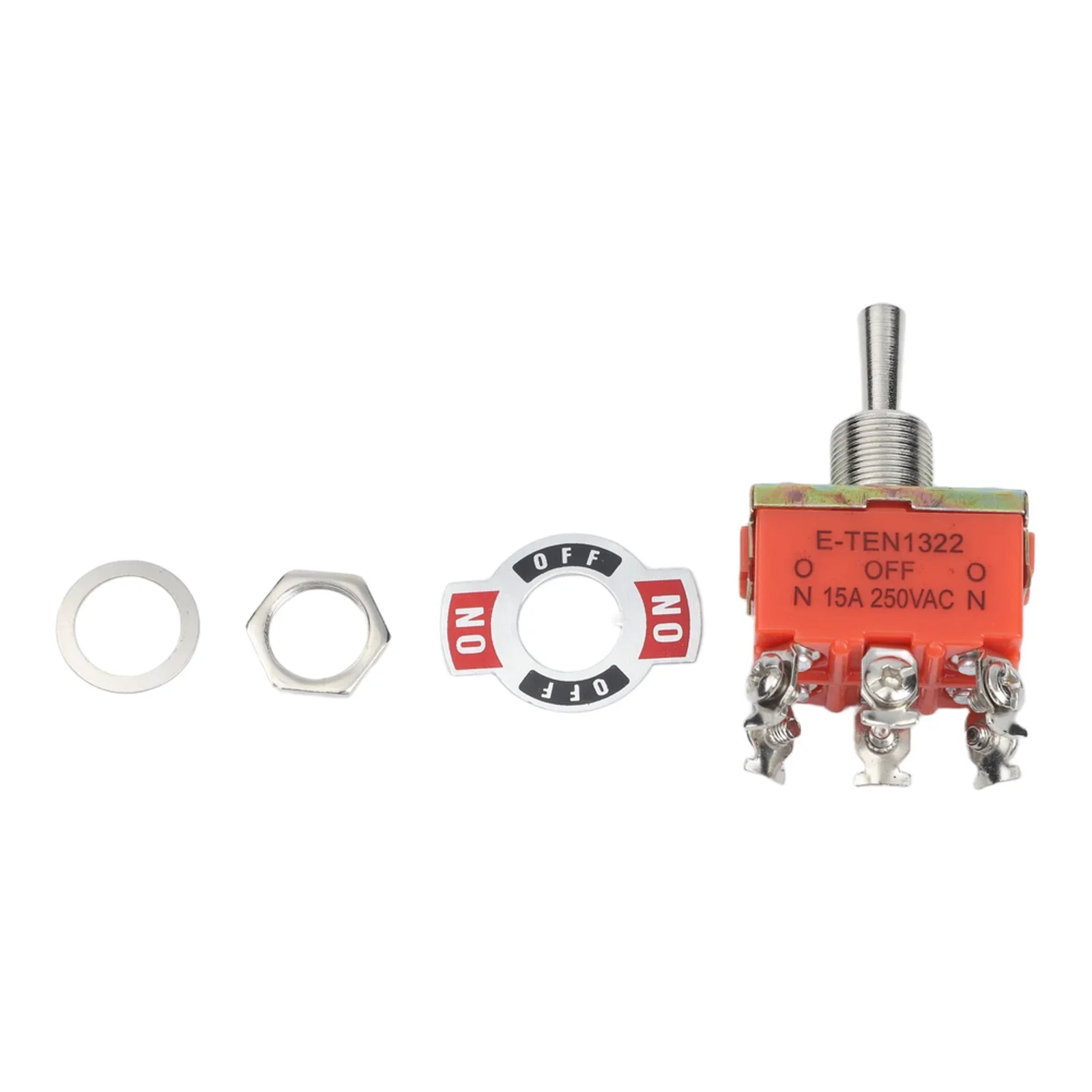 E-TEN1322 15A 250V Rocker Switch SPST 3 Position On-Off For Toggle Switch With Screw Foot Wiring And 12mm Panel Opening