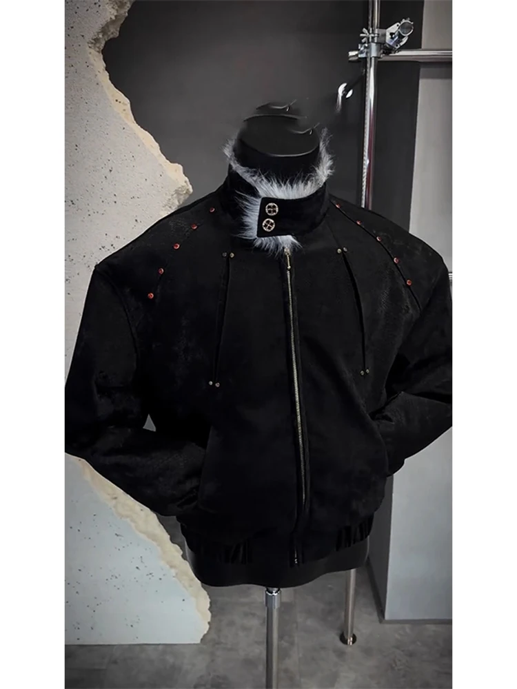 

Мужская зимняя куртка Cleanfit с меховым воротником, дизайн Mountain Eagle, хлопковое пальто со змеиным принтом и заклепками, молодежное модное пальто