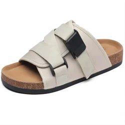 Pantoufles en toile de gladiateur pour hommes, sandales de plage souples, confortables, coordonnantes, de haute qualité, chaussures plates décontractées d'été, grande taille