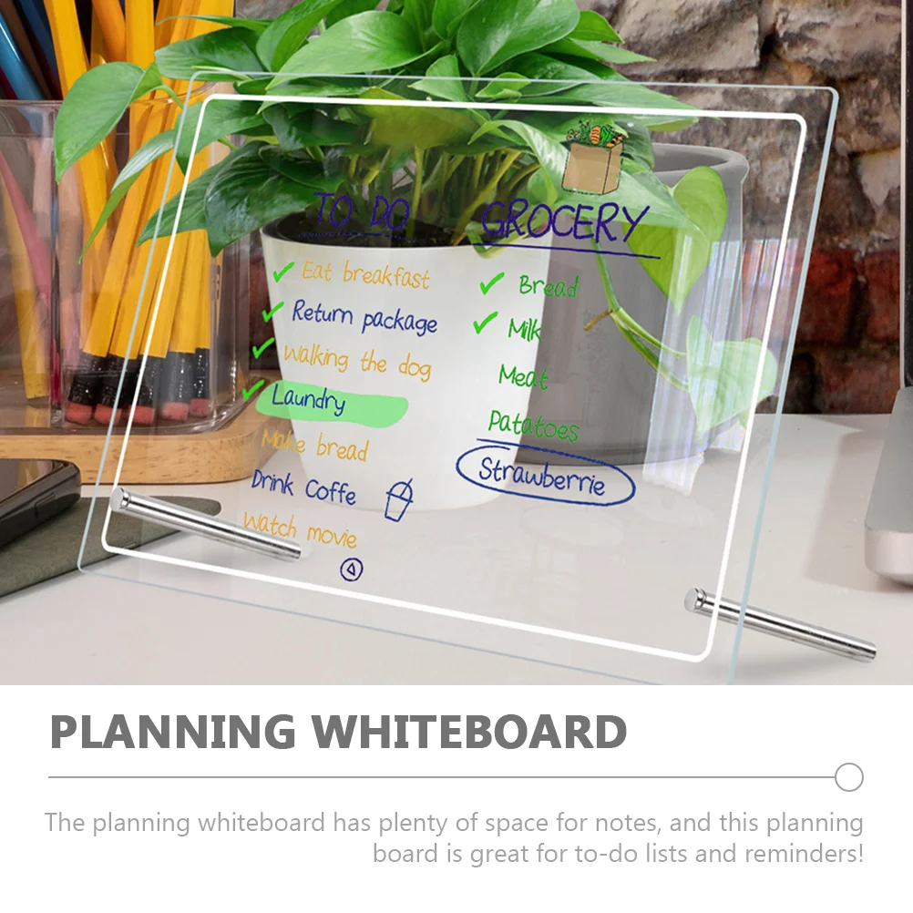 

1Set Clear Acrylic Dry Erase Board Desktop Memo Board Daily Planner Writable Tabletop Whiteboard for to Do List Notes Reminders