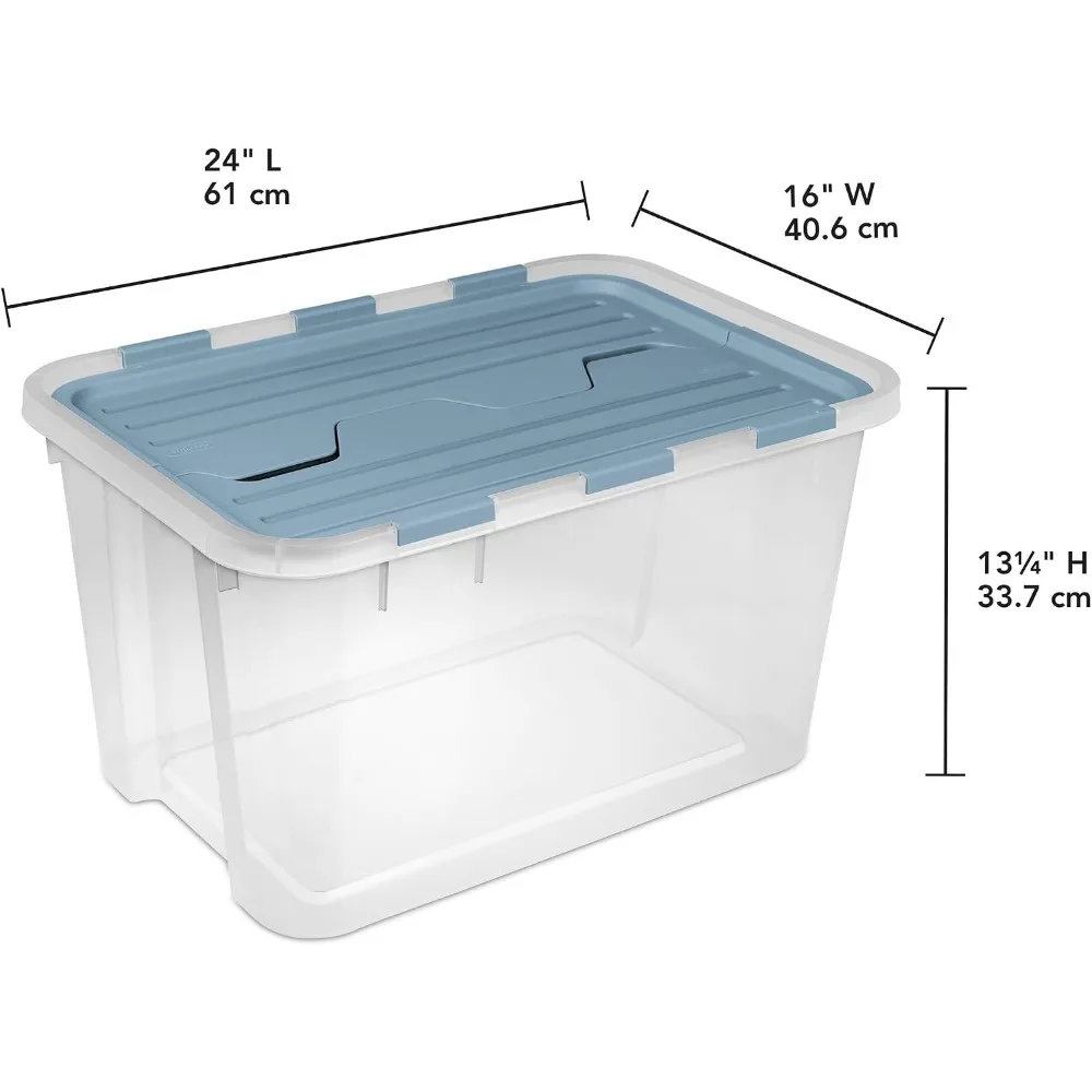 Sterilite Hinged Lid Storage Box Plastic Container, 60 Quart, 6 Pack