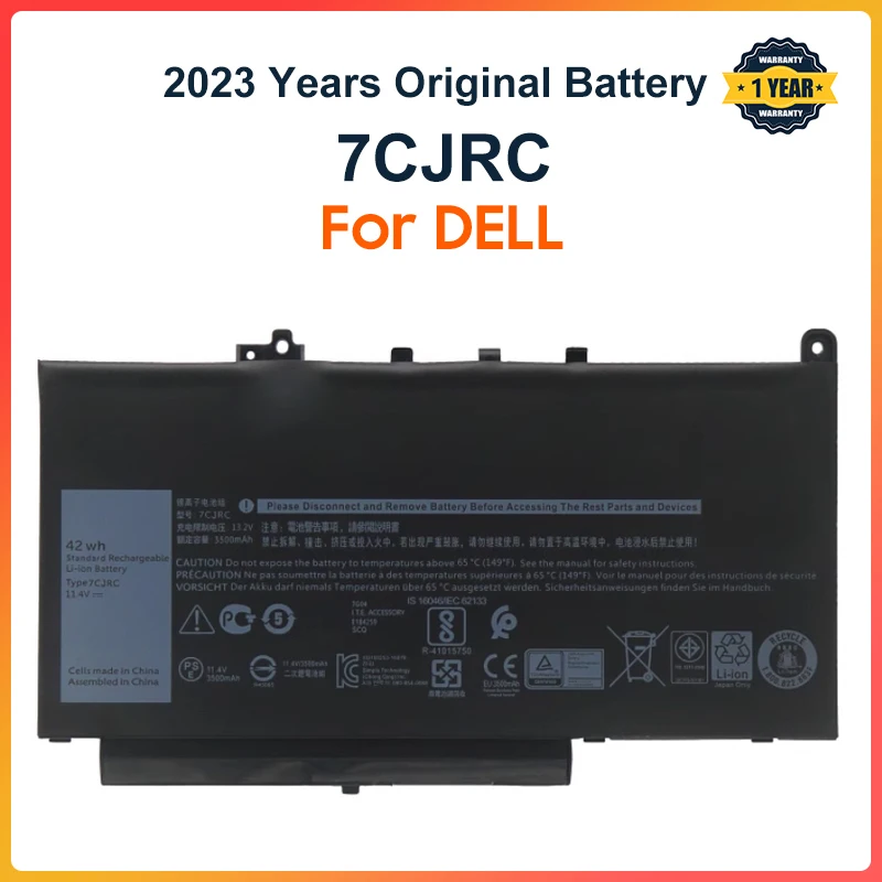 7CJRC بطارية كمبيوتر محمول لسلسلة DELL Latitude E7270 E7470 P26S001 P61G001 21X15 021X15 11.4V 42WH