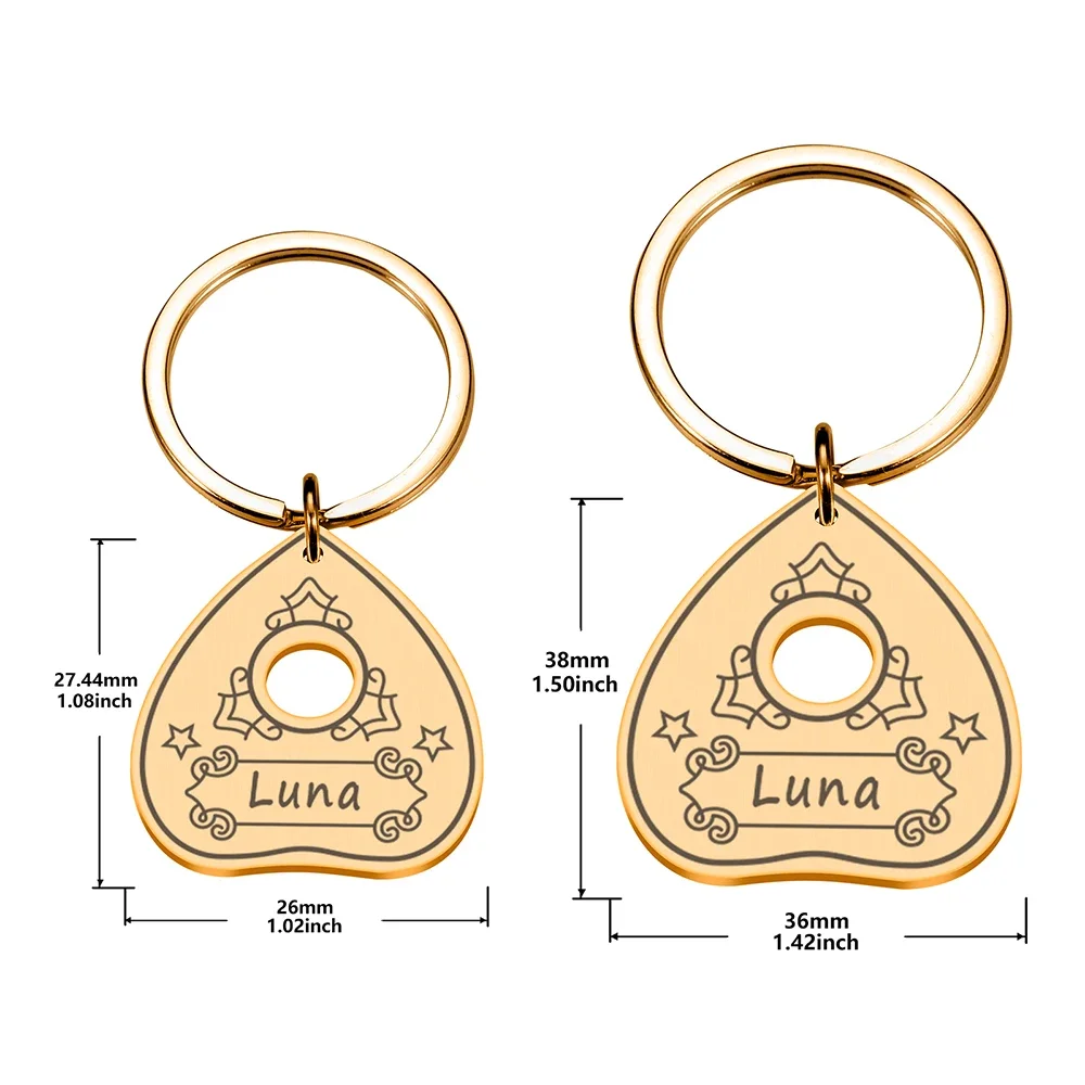 Customized Pet ID Tags Ouija Planchette Tag Name Plate Engraved Name Phone Number for Puppy Kitten Cat Collar Ouija Board Tag