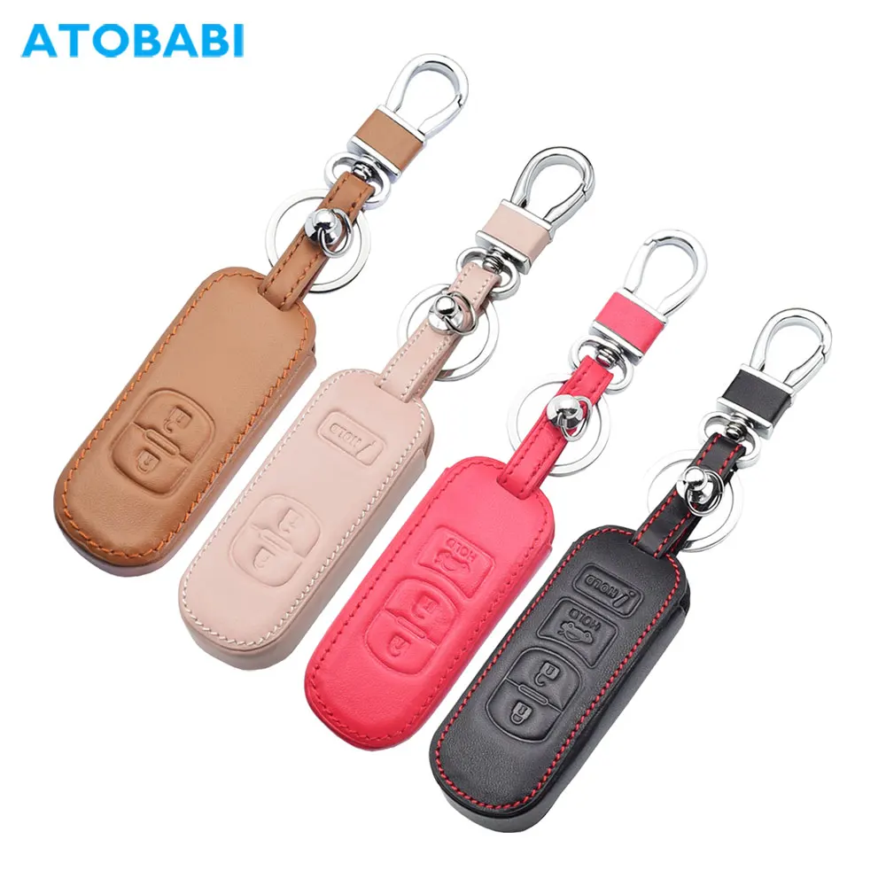 Leather Car Key Cases For Mazda 2 3 5 6 CX5 CX7 CX9 Miata MX5 Axela Atenza Keychain Protector Bag Smart Remote Fobs Shell Cover