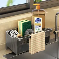 Kitchen Sink Rack With Self-draining Tray Sponge Rag Organizer Bathroom Cosmetic Facial Cleanser Holder Household Storage shelf