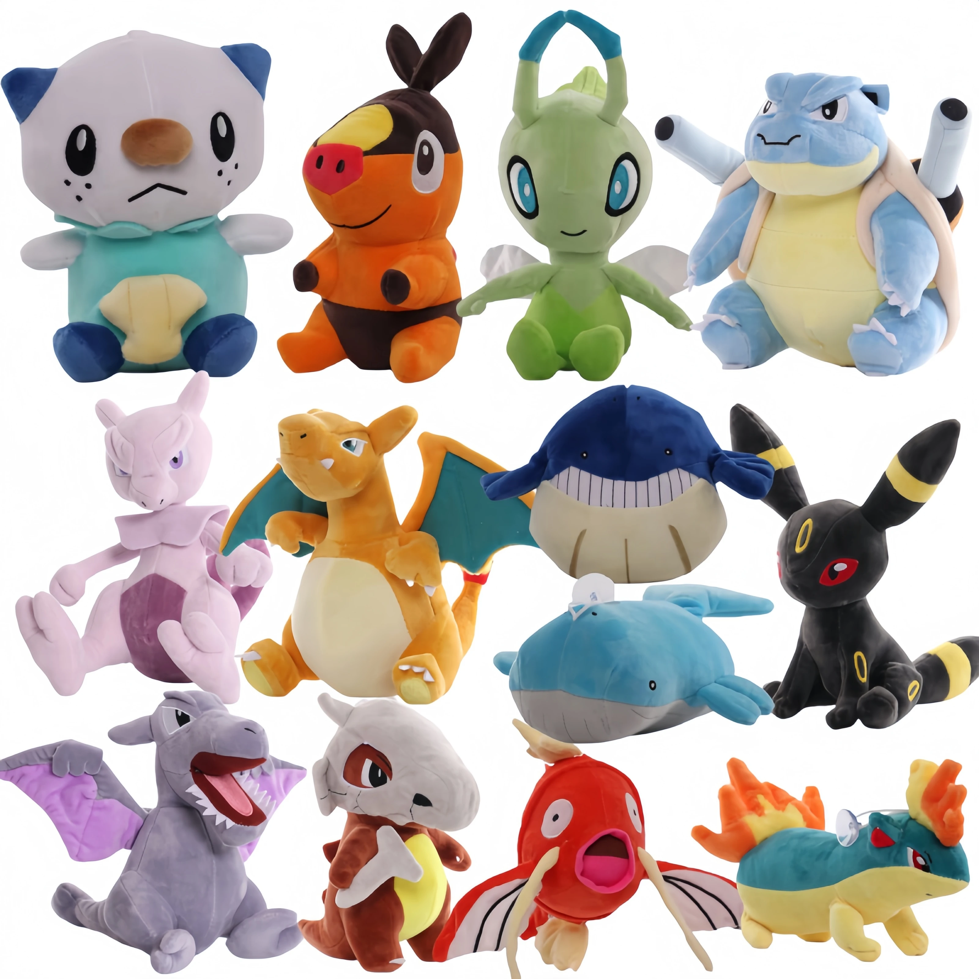 Pokemon Pikachu Peluche Celebi Magikarp Oshawott Tepig Charizard Blastoise Mewtwo Cubone Wailmer muñeco de Peluche regalo para bebé