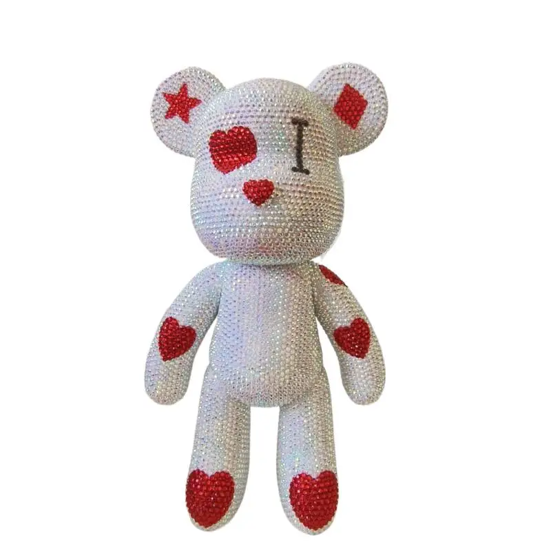 

Personalizable Rhinestone Wedding Bear Statue Love Heart Design Crystral Doll DIY Handmade Mosaic Art Blinged Home Decor Gift