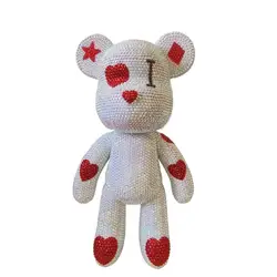 Personalizable Rhinestone Wedding Bear Statue Love Heart Design Crystral Doll DIY Handmade Mosaic Art Blinged Home Decor Gift