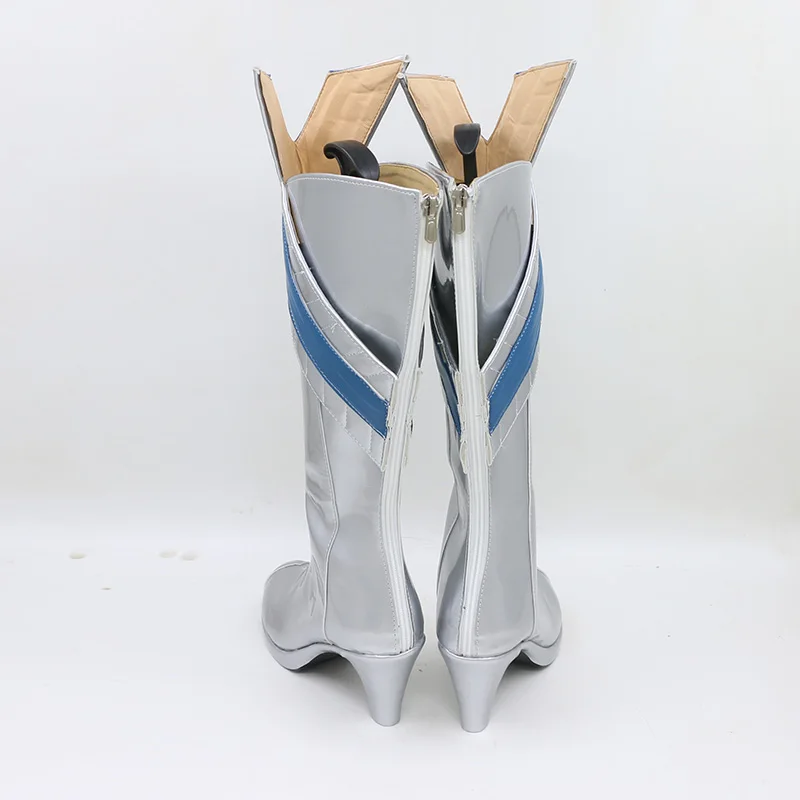 لعبة إيما فروست وايت كوين التأثيرية أحذية كرنفال الهالوين أحذية مصنوعة يدويًا من الجلد الصناعي