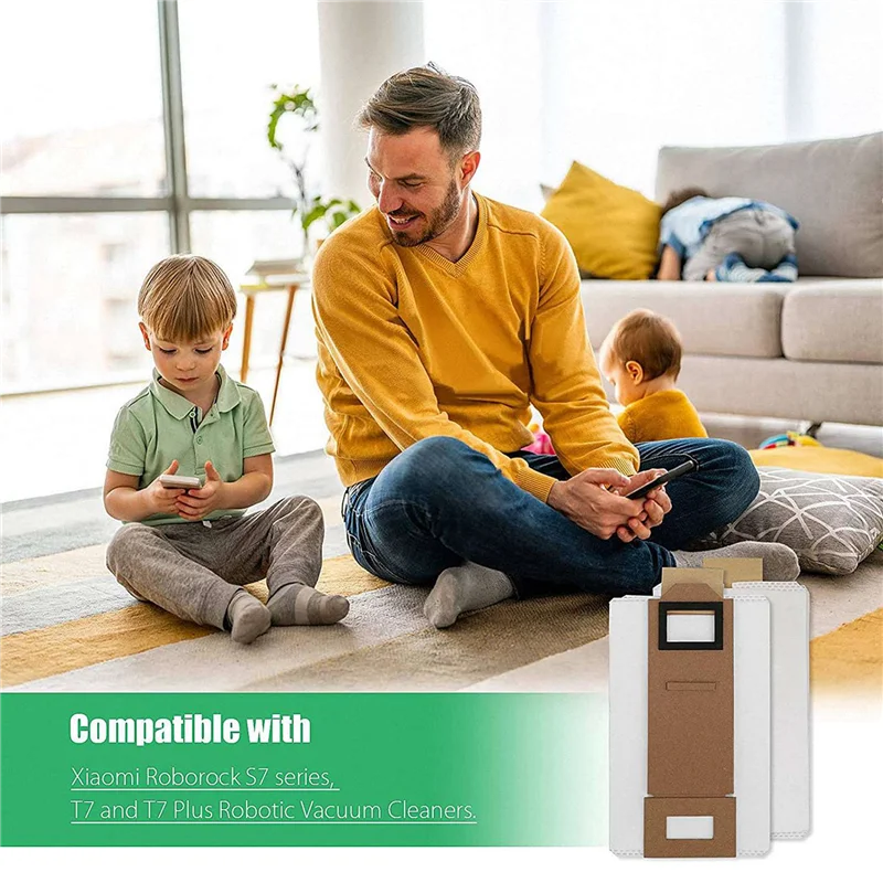 A55X-20 Pack Vacuum Bag For Roborock S7 Dust Bag Replacement Compatible For Roborock S7 T7S T7S Plus Vacuum Cleaner