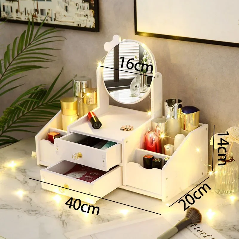 Makeup Mirror Drawer Type Jewelry Box Skin Care Lipstick Shelf Desktop Facial Mask Cosmetics Storage Box Special for Dresser