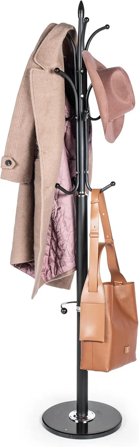 

Freestanding Coat Rack with 12 Hooks and Umbrella Holder for Entryway Hallway Corner Office