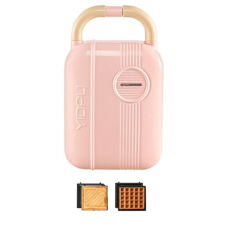 High quality 3 In 1 YIDPU Multifunctional Family Breakfast Maker Light Diet Sandwich Waffle Baker, CN Plug(Pink)