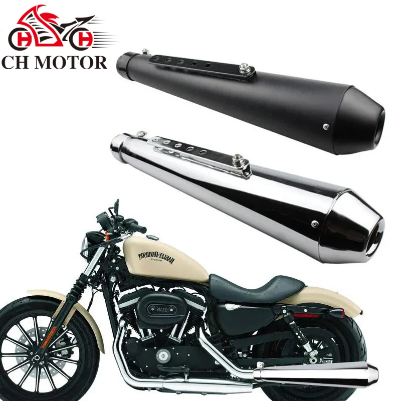 Motorcycle Exhaust Muffler Retro Vintage Classic Electroplating Escap Moto for Cafe Racer Bobber QKopper Custom