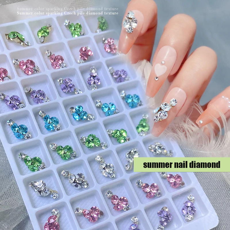 

2pcs/lot nail art diamond summer green blue purple pink colors Japanese super flash Polish Czech pile drill Manicure decor HZ066