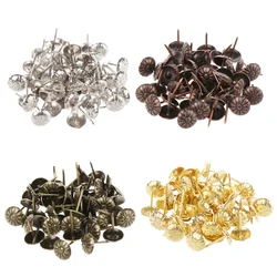 100 pz Vintage fiore ottone tappezzeria chiodo gioielli petto regalo cassa del vino scatola di legno divano decorativo Stud Pushpin Doornail