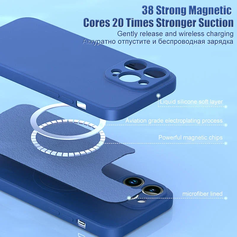 For Magsafe Magnetic Wireless Charging Liquid Silicone Phone Case For iPhone 16 Pro Max 11 12 13 14 15 Pro Max Soft Back Cover