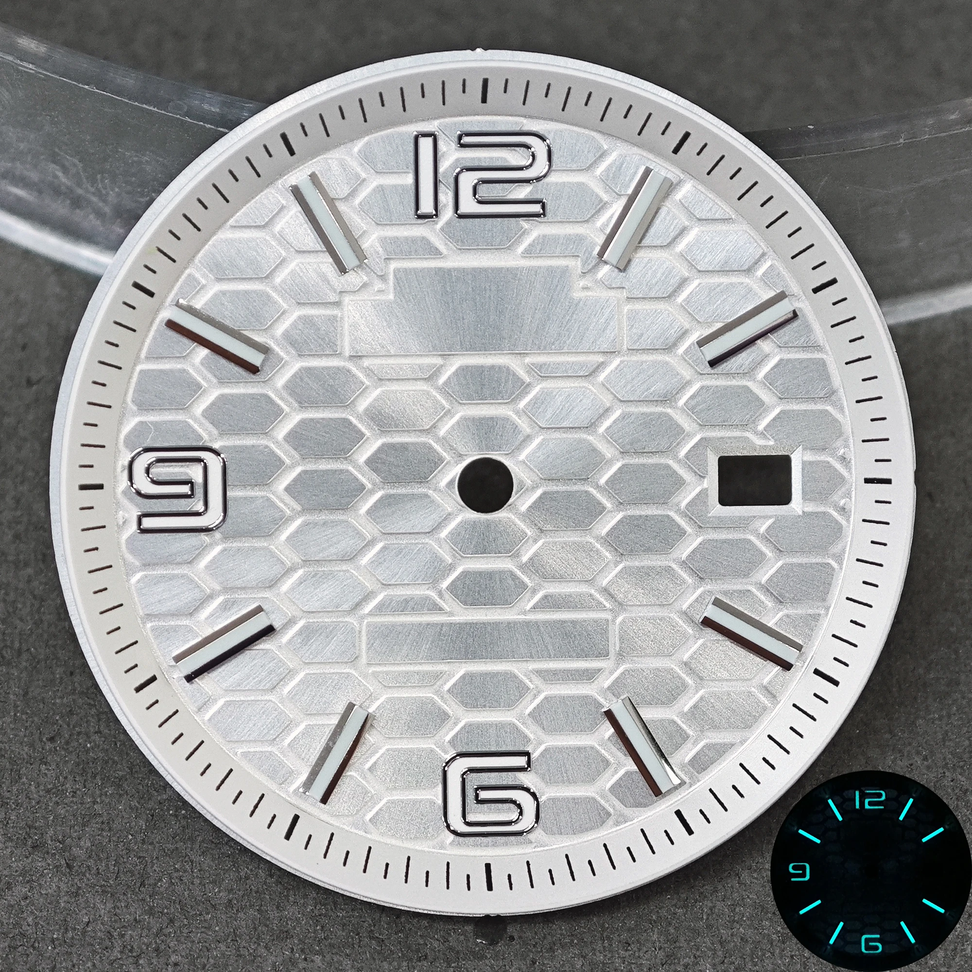 39.5 مللي متر NH35 حافظة تناسب 33.8 مللي متر بدون شعار قرص العسل عزر ساعة الطلب ل أويستر لاند ساكن NH35 حركة الأيدي أجزاء وزارة الدفاع