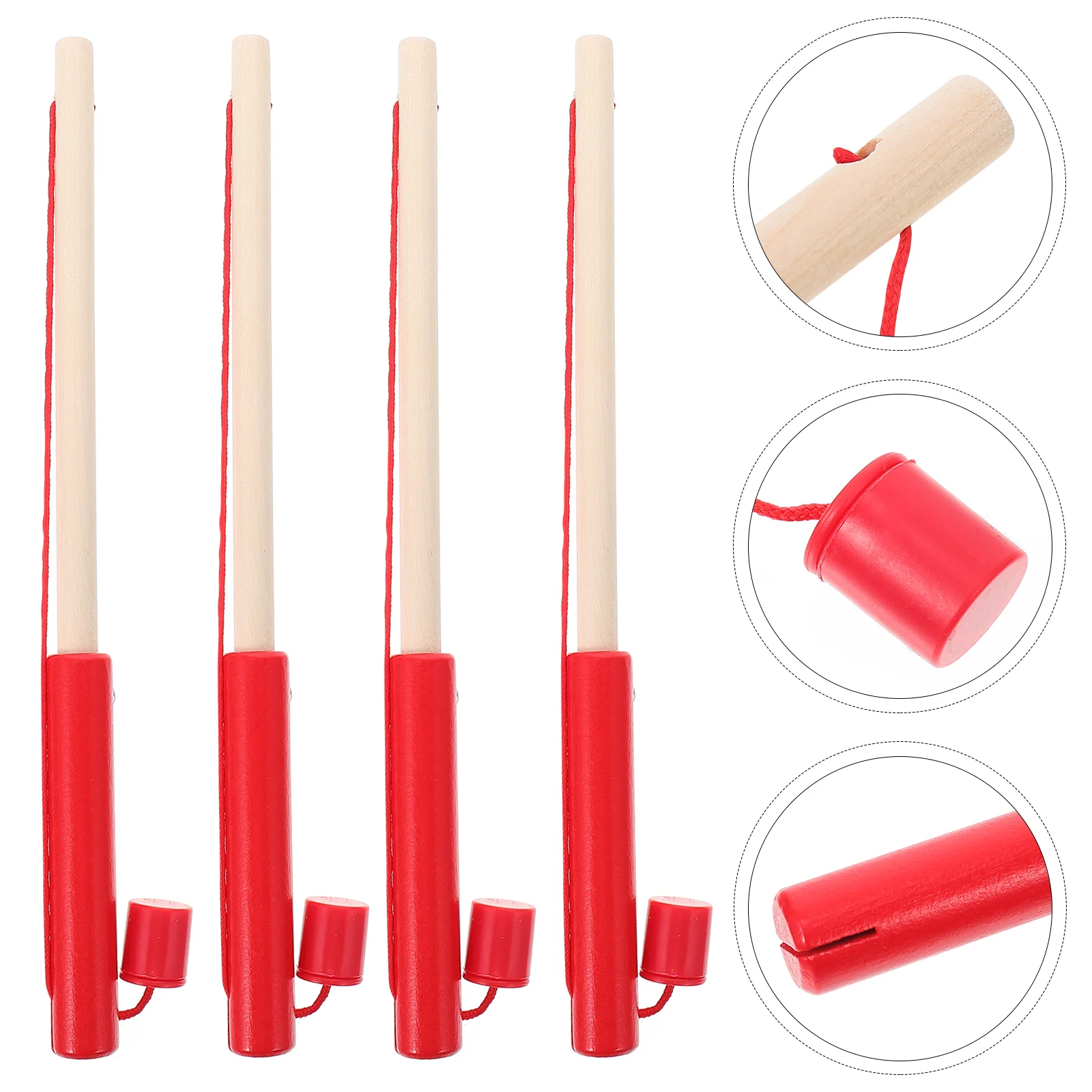 4 Uds. Joysticks de pesca caña de pescar juguete de pesca creativo (rojo) juguete de pesca de madera juguete de caña de pescar