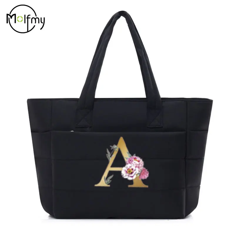 

26 Letters Large Capacity Tote Bag Versatile Handbag Women Commuting Handbag Messenger Shoulder Bag Multiple Pockets Mummy Bags