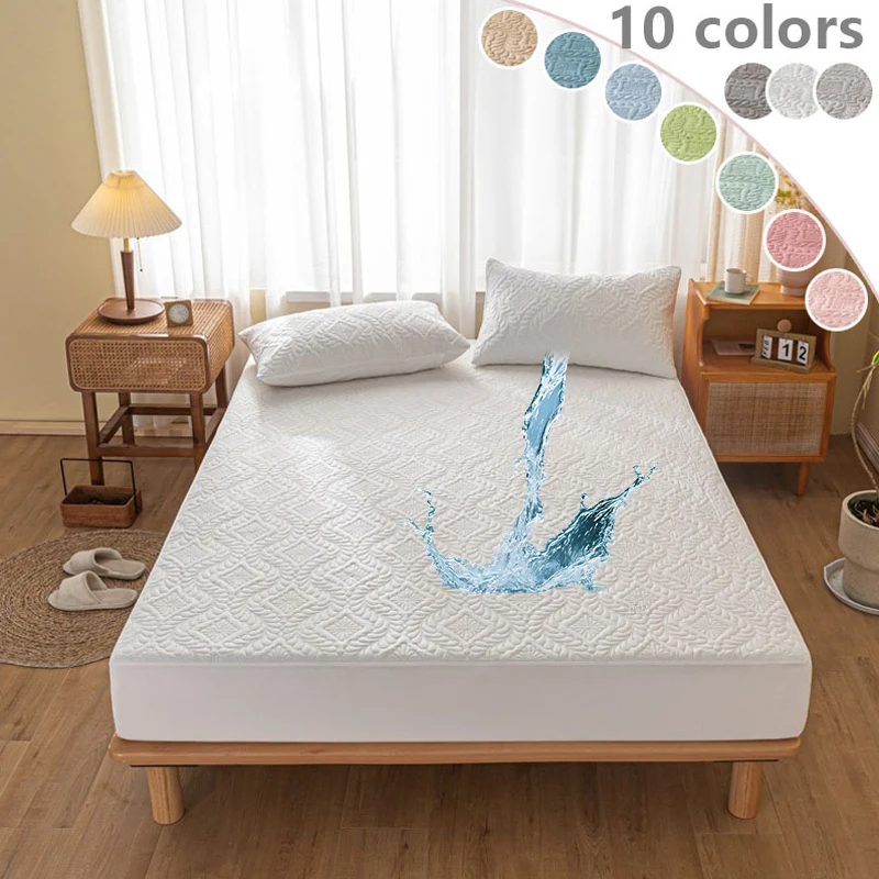 

Washed Cotton Waterproof Clip Cotton Bed Sheet 360° All Inclusive Non Slip Bed Cover Breathable Mattress Protective Cover Colcha