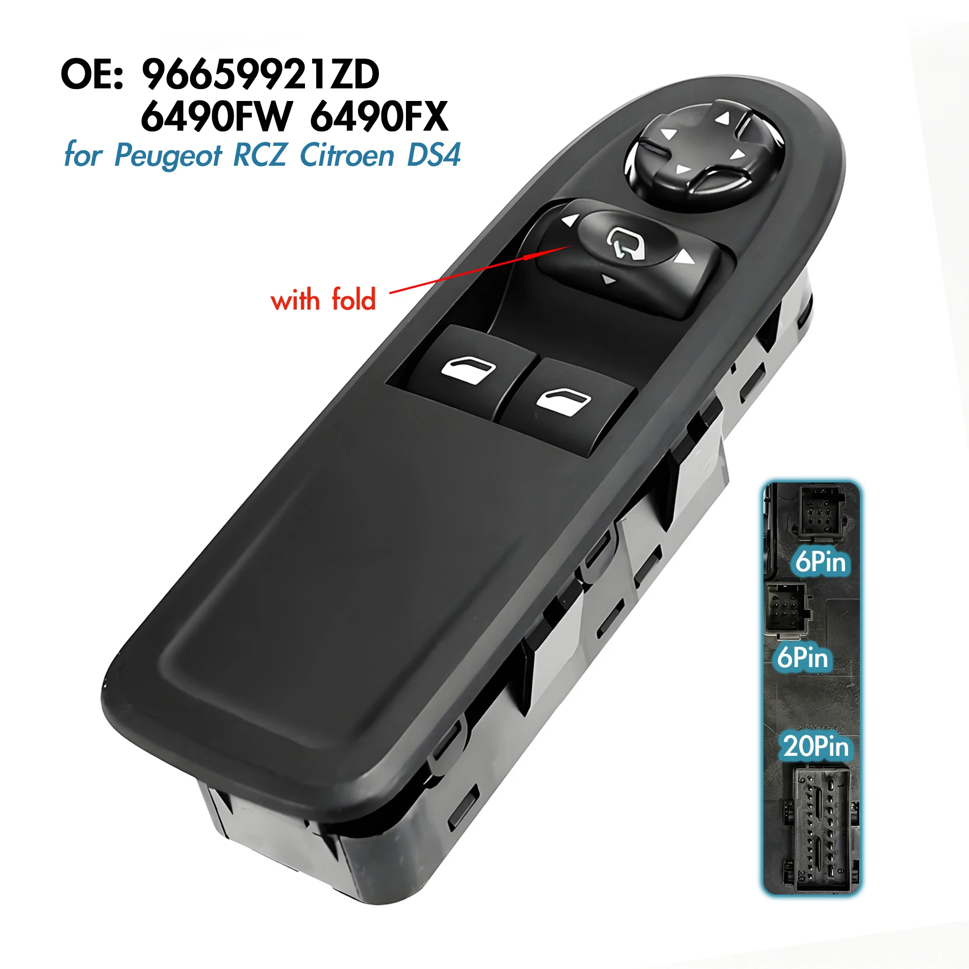 

96659921ZD 6490FW 6490FX For Peugeot RCZ Citroen DS4,32Pin Electric Master Power Window Switch Glass Lifter Control Button