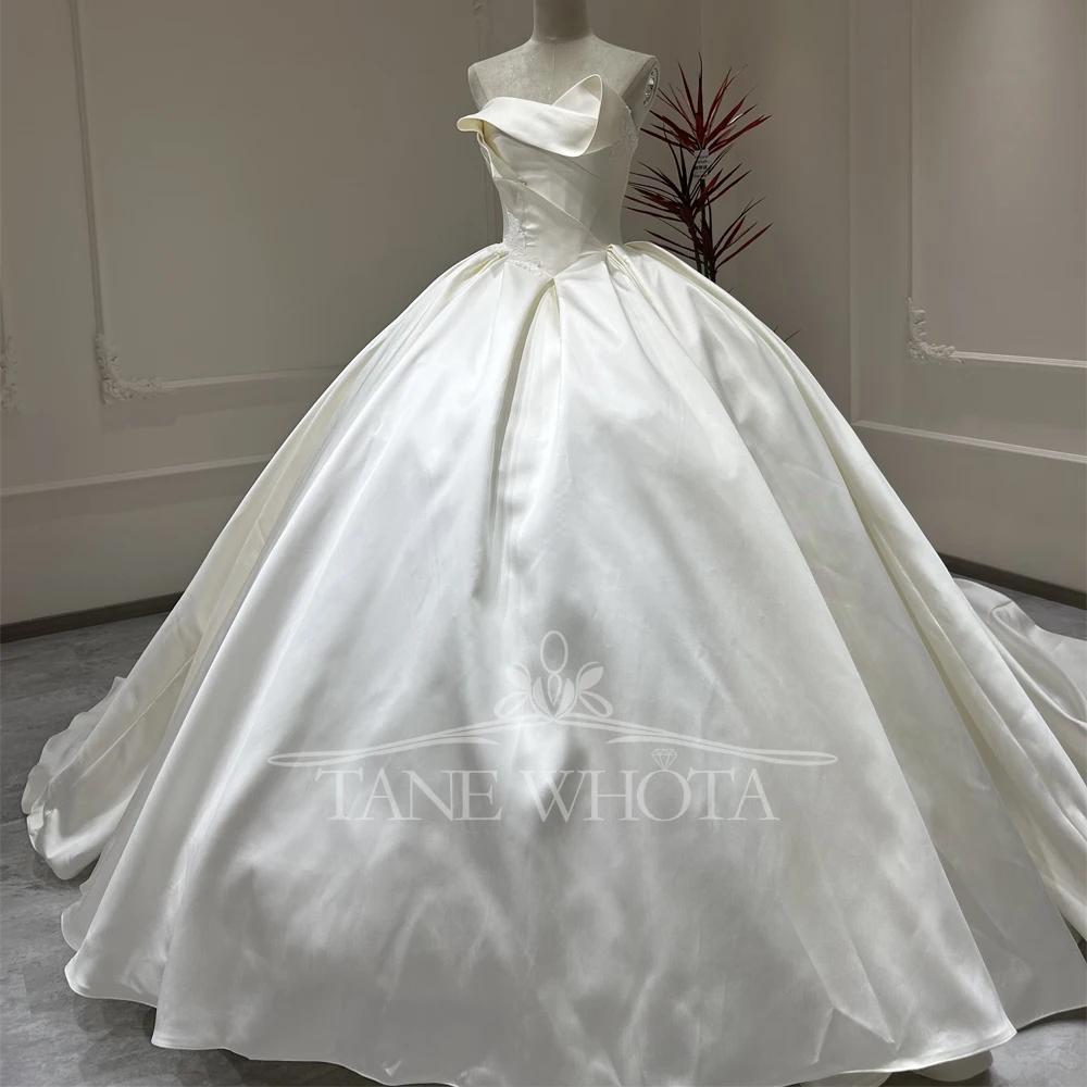 Robes De Mariée 2026 Strapless Embroidery Ruched Ball Gown Customized Luxury Wedding Dress