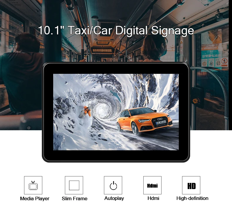 10.1 "أندرويد واي فاي 4G CMS برنامج تاكسي سيارة مسند الرأس بالمقعد لافتات رقمية تاكسي Lcd شاشة إعلانية عرض إعلان لسيارات الأجرة