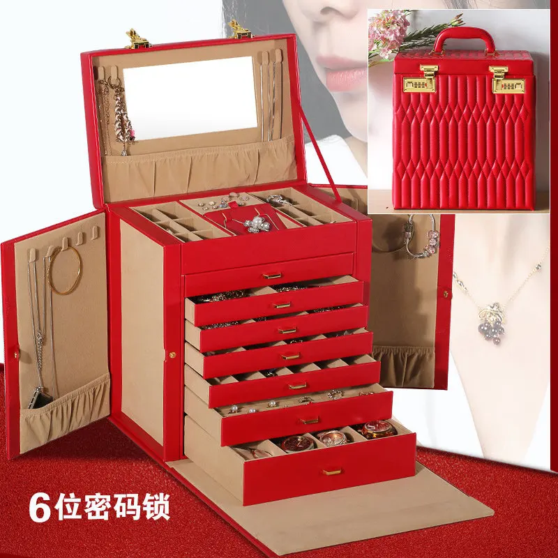 Large Capacity Jewelry Box Password Lock European Princess Korean Jewelry Case Multi Layer Luxury