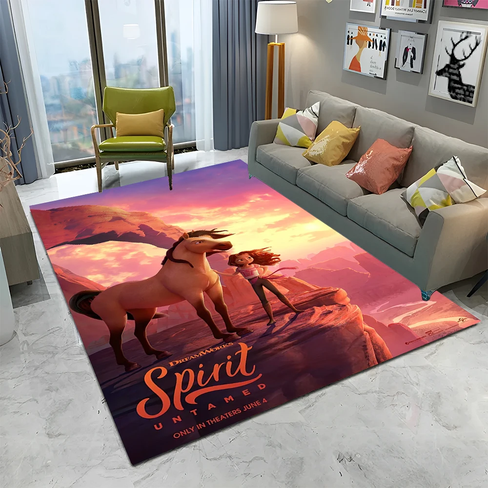 Cartoon Spirit Riding Free Horses 3D Carpet Rug for Home Living Room Bedroom Sofa Doormat Decor,kid  Area Rug Non-slip Floor Mat