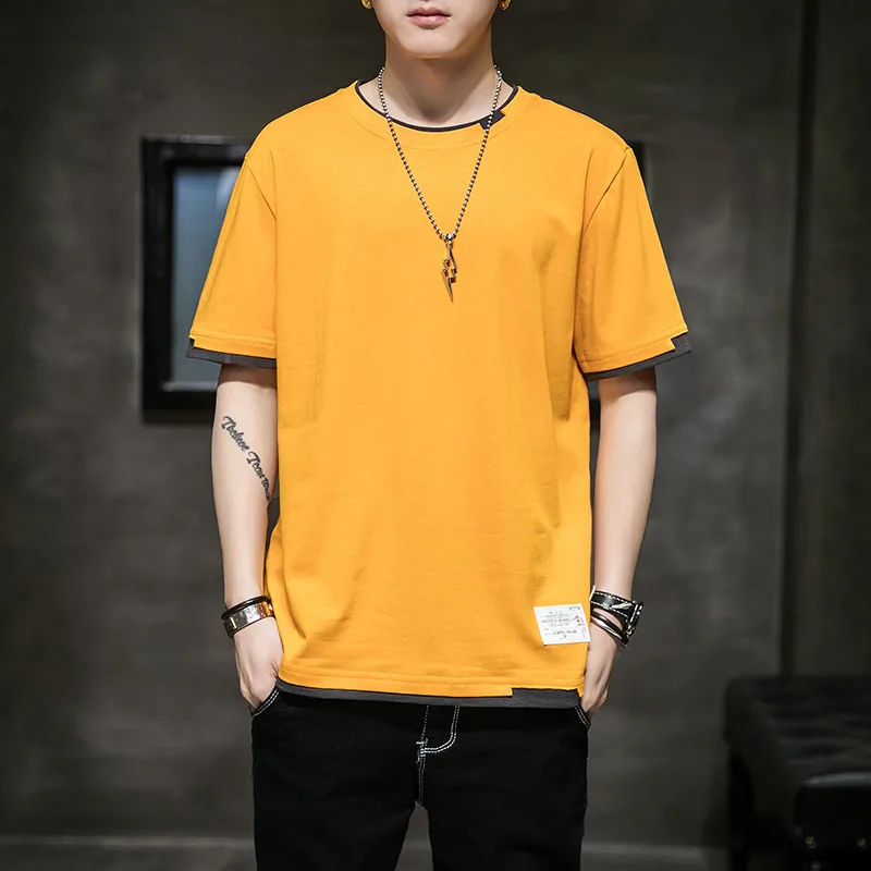 verao-puro-algodao-curto-manga-esportes-lazer-t-shirt-confortavel-respiravel-outdoor-fitness-e-running-men's-top