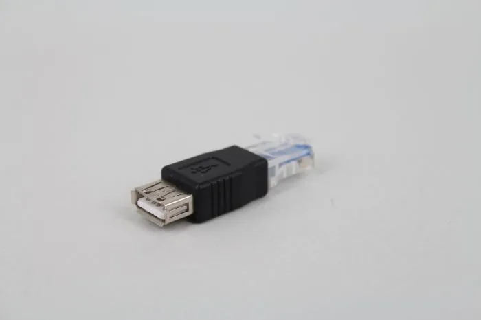 100PCS คริสตัลหัว RJ45 ชายไปยัง USB 2.0 AF หญิงอะแดปเตอร์แล็ปท็อป LAN สายเคเบิลเครือข่าย Ethernet Converter Plug