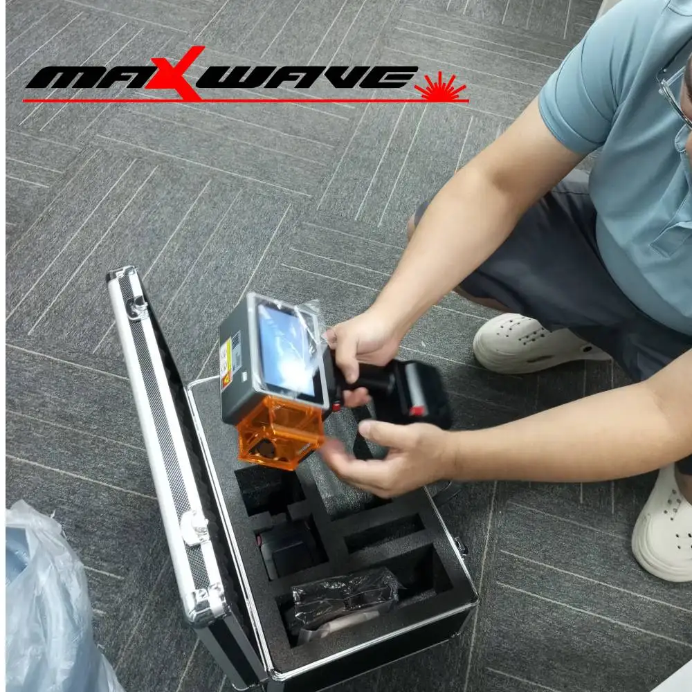 Handheld laser logo marking engraving machine for metal plastic wood leather rearview mirror  brand engraver