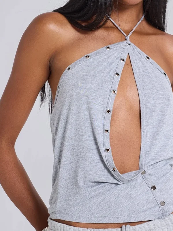 

Trendy Spicy Girl Summer New Bal Ne Hanging Small Strap High Waist Tube Top Svel Top Women's Faion Vest Strap