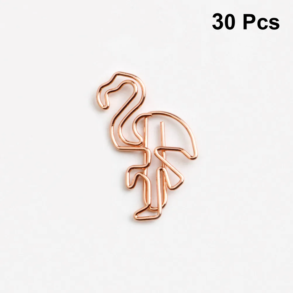 

30Pcs Metal Paper Clips Flamingo Shape Creative Bookmark Document Clip Colorful Office Classroom Home Filing Clamps Lovely