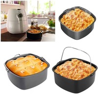 Useful Non-stick Cake Bake Tray Basket Airfryer for Dish Pan Air Fryer Accessories Baking Basket Pizza Plate Dish Pot Cake Tools