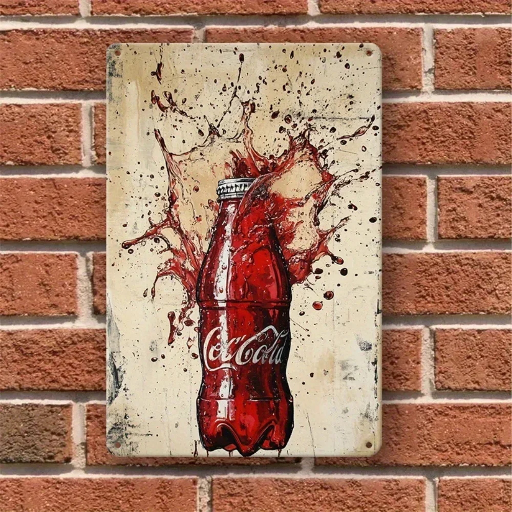 Coca-Cola Vintage Splash Iron Sign 8x12 Inches Easy Hang Decor for Home Bar Garage Club Restaurant Cafe Retro Wall Art