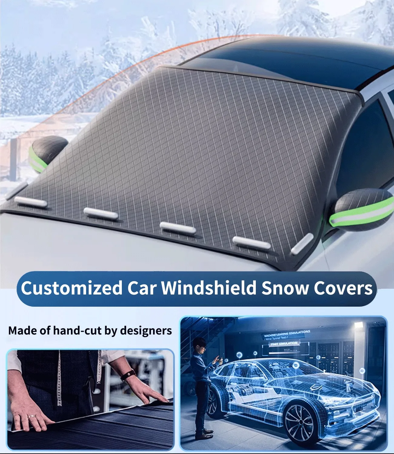 Custom fit for BMW Windshield Snow Covers, 8 Layers WAaterproof Windproof Protection, Snow, Sun, Frost Defense, Ice