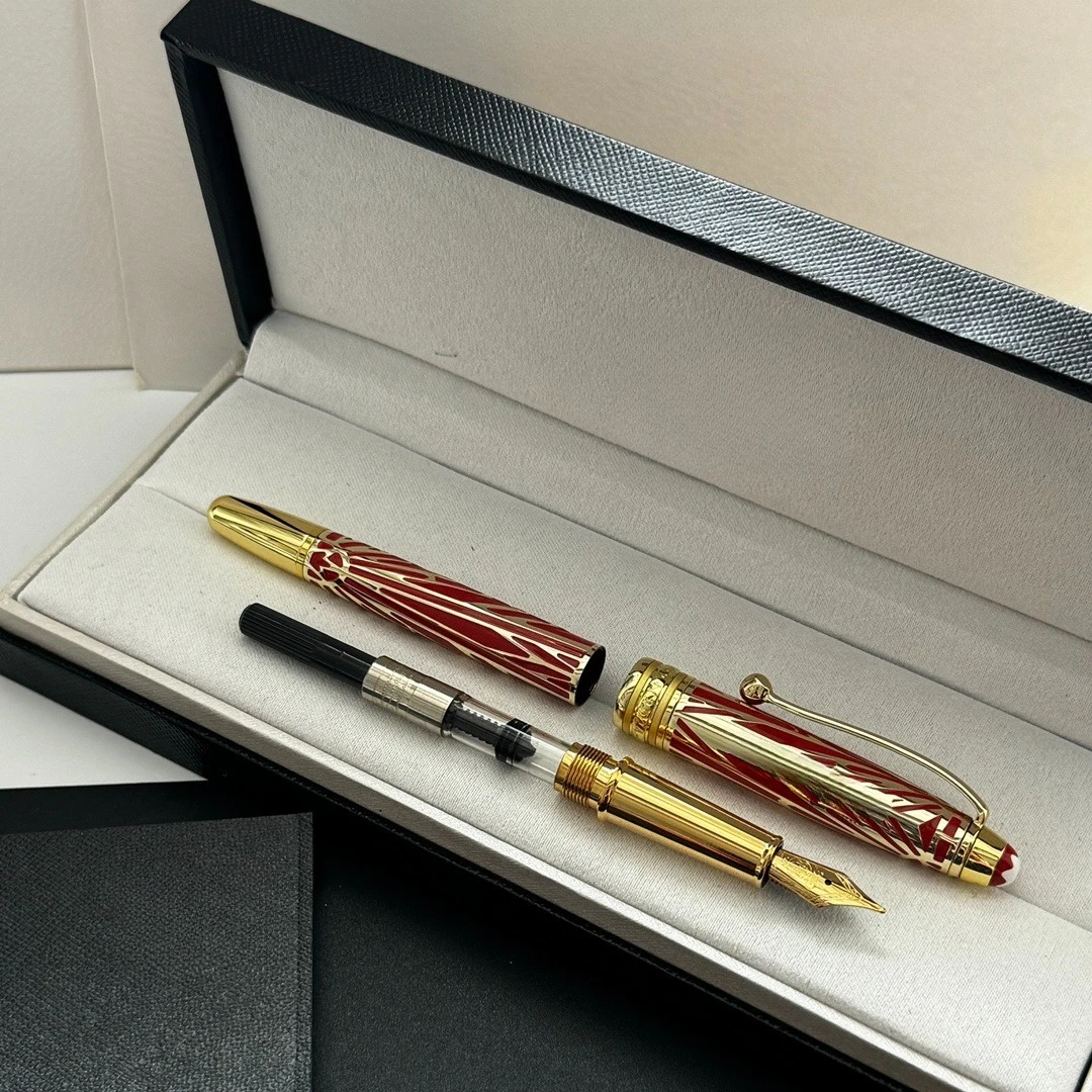 New Origin Special Fountain Pen Two Tone Red Gold Embossed Classic Luxury Business Signature Collectible Writing Gift