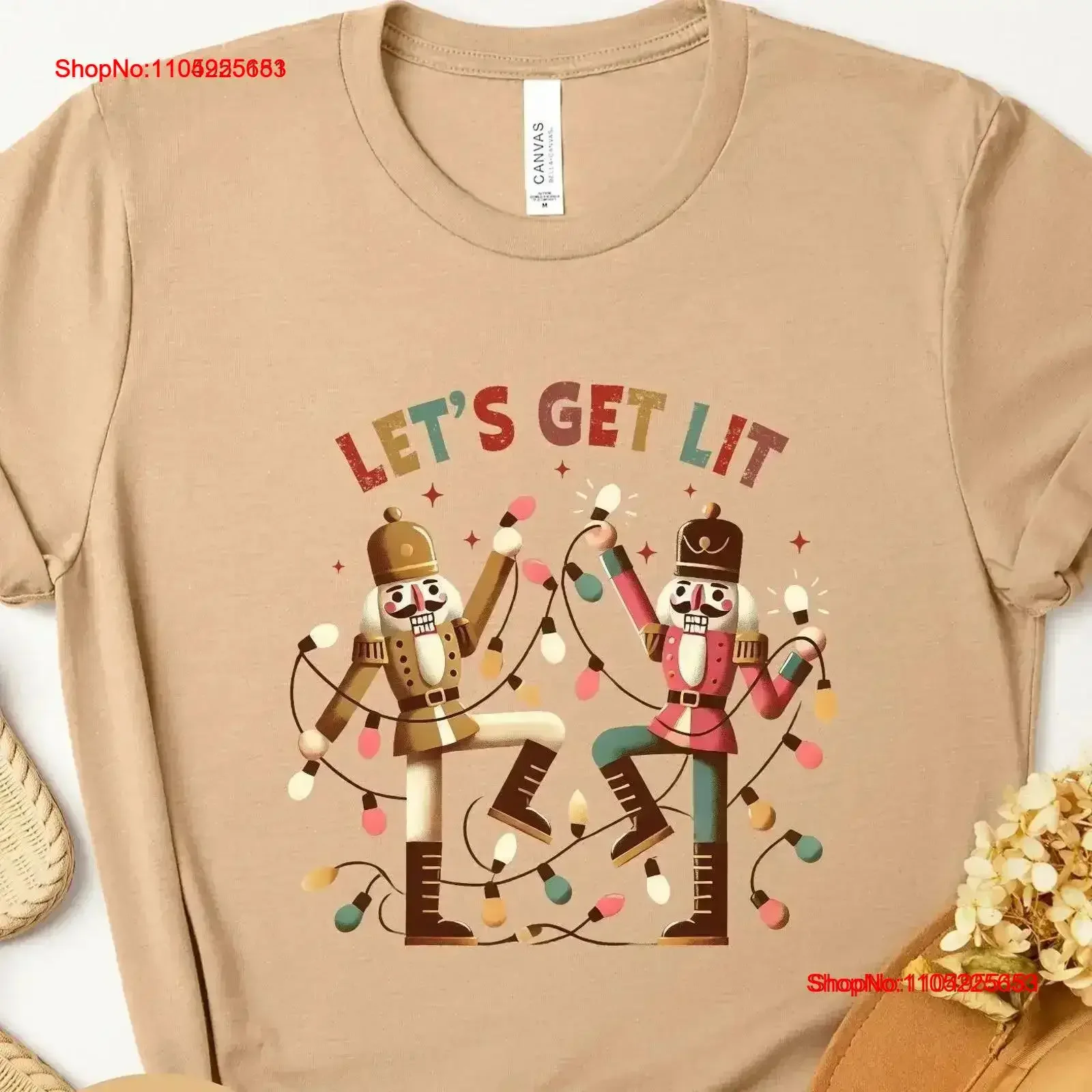 

Let's Get Lit Nutcracker Christmas T Shirt XMas Matching Holiday for Her Retro Winter Cute Ugly Party vintage Washed fashion