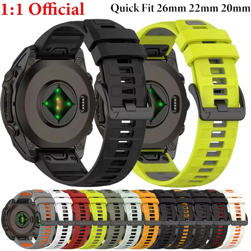 Quick Fit 26mm 22mm 20mm Silikonarmband für Garmin Tactix8 51mm 47mm Offizielles Armband Armband für Fenix 8X 7X/Forerunner 970