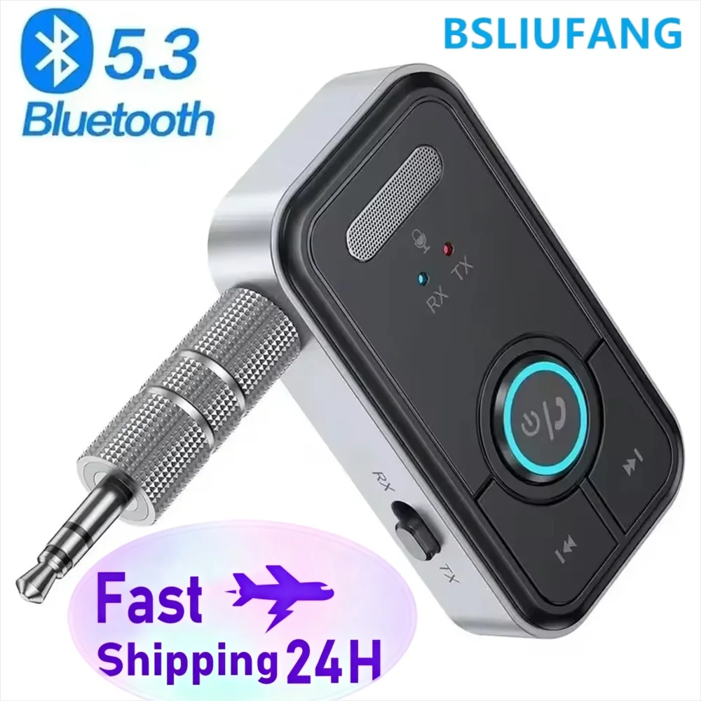 Adaptateur Bluetooth 6.0, transmetteur et récepteur audio sans fil pour voiture, musique, casque, haut-parleur, adaptateur audio AUX avec prise jack 3,5 mm