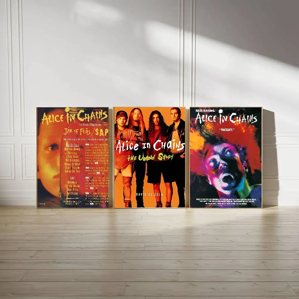 A-Alice I-In Chains Poster High Quality Print Poster Waterproof Wall Art Movie Posters For Living Bedroom Retro Room Decor Gift