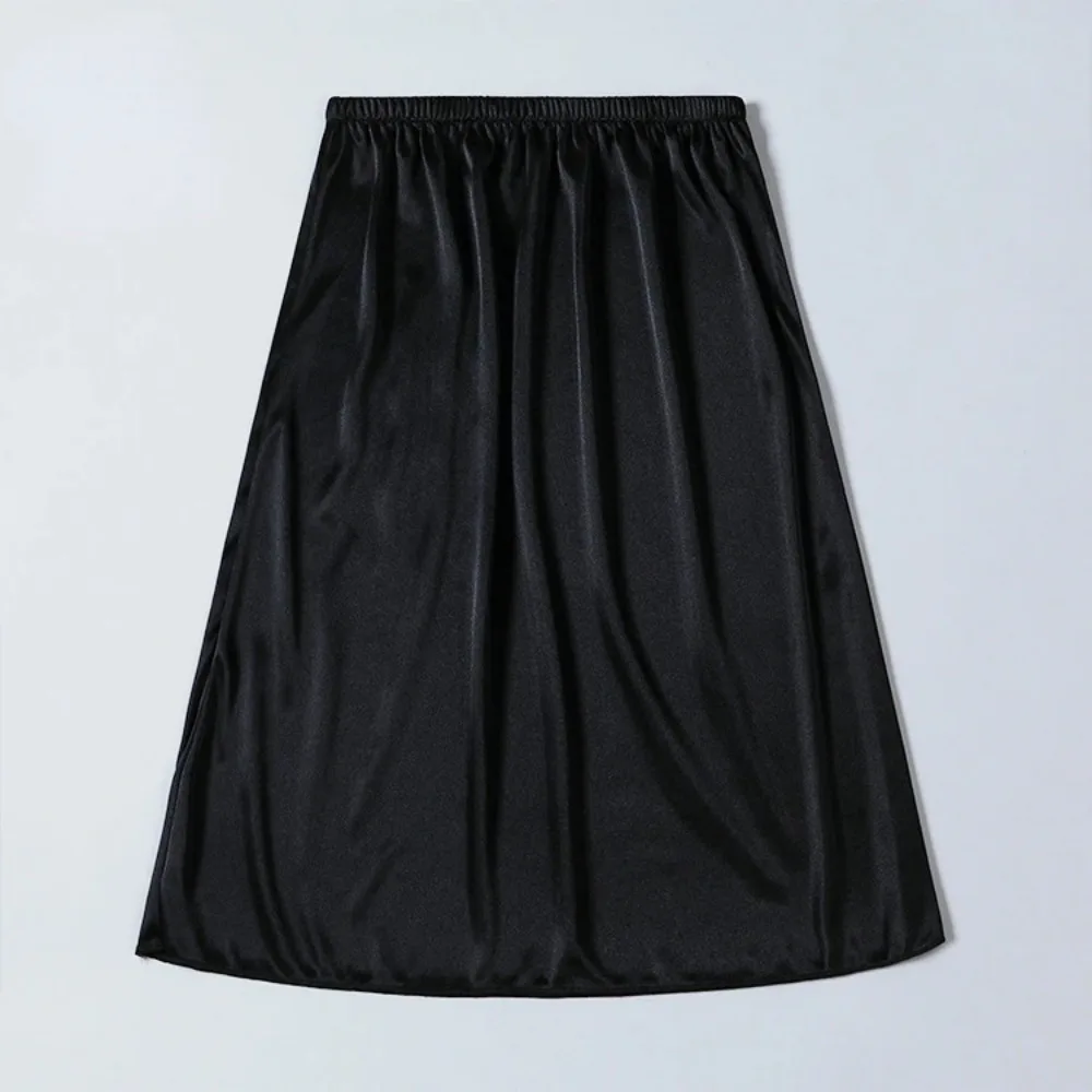 50cm Solid Color Silk Slip Dress Underwear Cozy Slip Skirt Silky Breathable Underskirt Women Under Dress Slip Petticoat Lingerie