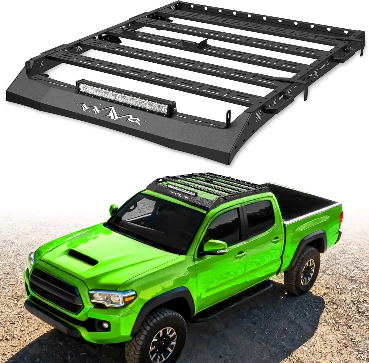 Roof Rack for Toyota Tacoma 2005-2023 Double Cab & Crew Cab 4-Door, 400 LBS Heavy Duty Carbon Steel Rooftop Cargo Basket Carrier