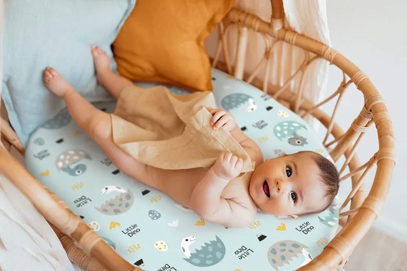 1pcs Baby Fitted Bassinet Sheet Newborn Changing Pad Cover Solid Printed Breathable Crib Fitted Sheets Cradles Mattress Cover